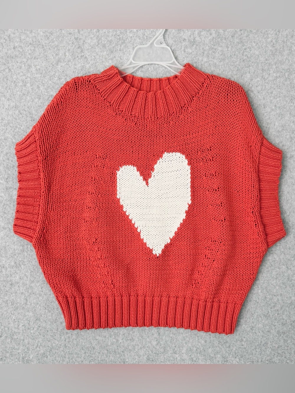 Anthropologie Maeve Pippa Vest Large Petite Heart Sweater Short Sleeves Boxy